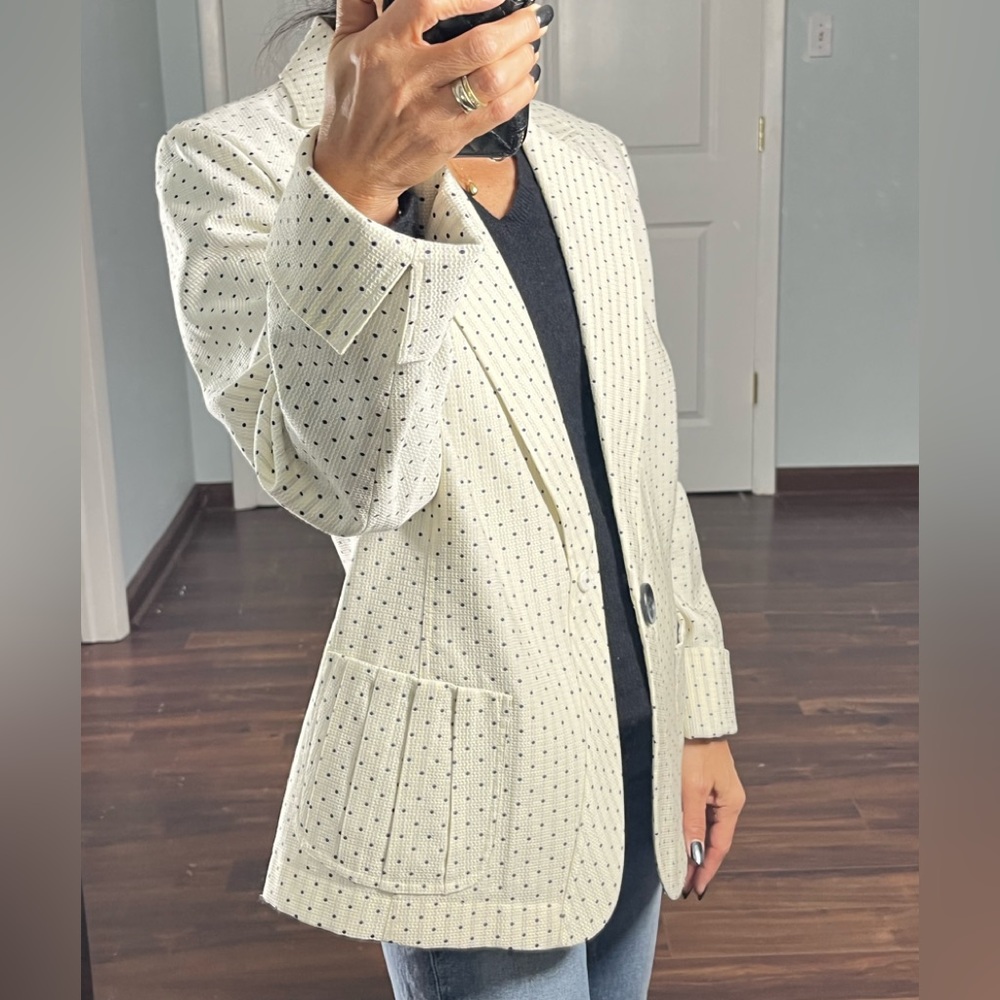 Lafayette 148 New York navy polka dot jacket size 10 - Picture 4 of 16